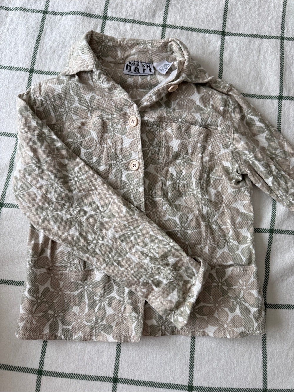 Karen Hart Floral Print Lightweight Jacket - Beige & White